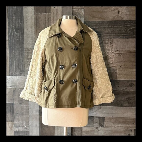 Anthropologie Hei Hei olive green military jacket small festival boho sequins - Picture 1 of 1